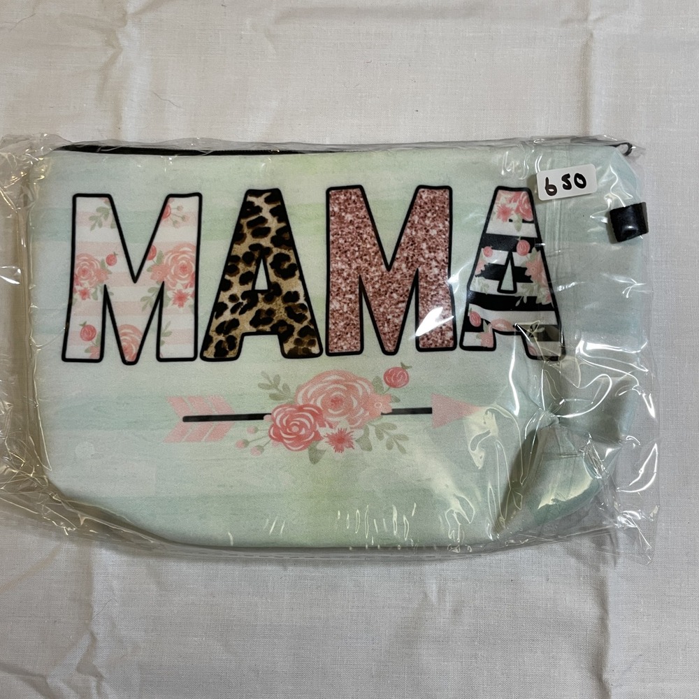 The Pouch MAMA Cosmetic Bag Women OS Mint Green NWT Leopard Floral Hearts Boho